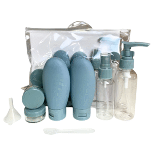 Kit com 9 Frascos de Viagem + Bolsa